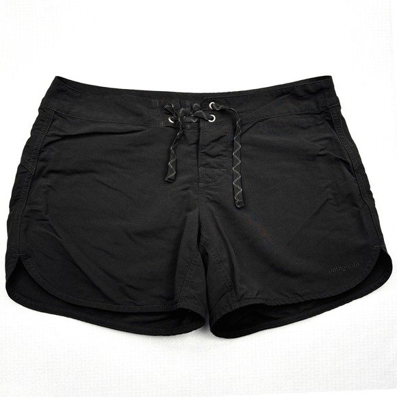 Patagonia Pants - Patagonia Shorts Womens 8 Black Barely Baggies Board Shorts Drawstring 76598